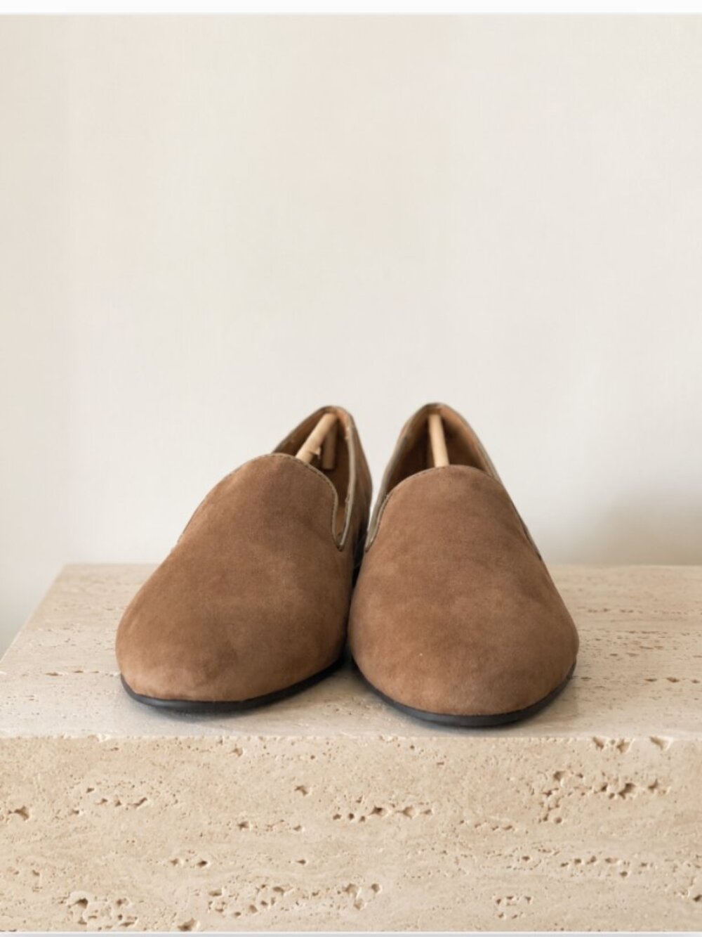 IMAN Rich Camel Suede Smoking Flats Women's Size 8M Leather Upper Cushioned NIB